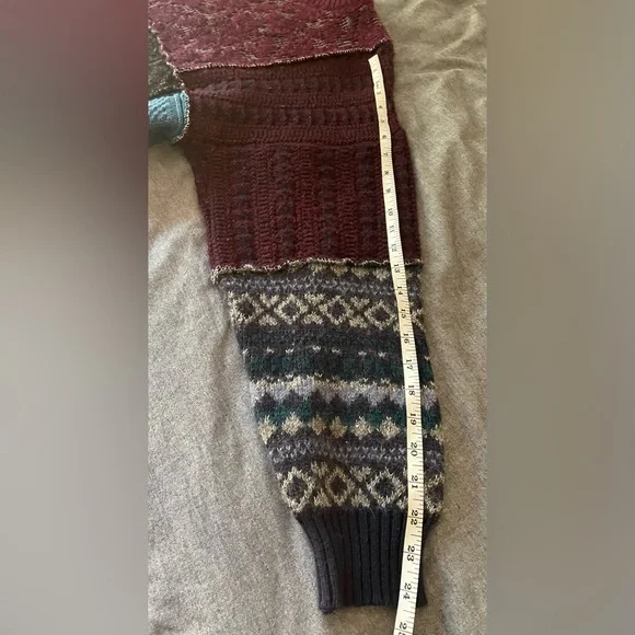 Urban Renewal Patchwork Vintage Crewneck Sweater in Plum, Purple & Teal - Picture 9 of 9